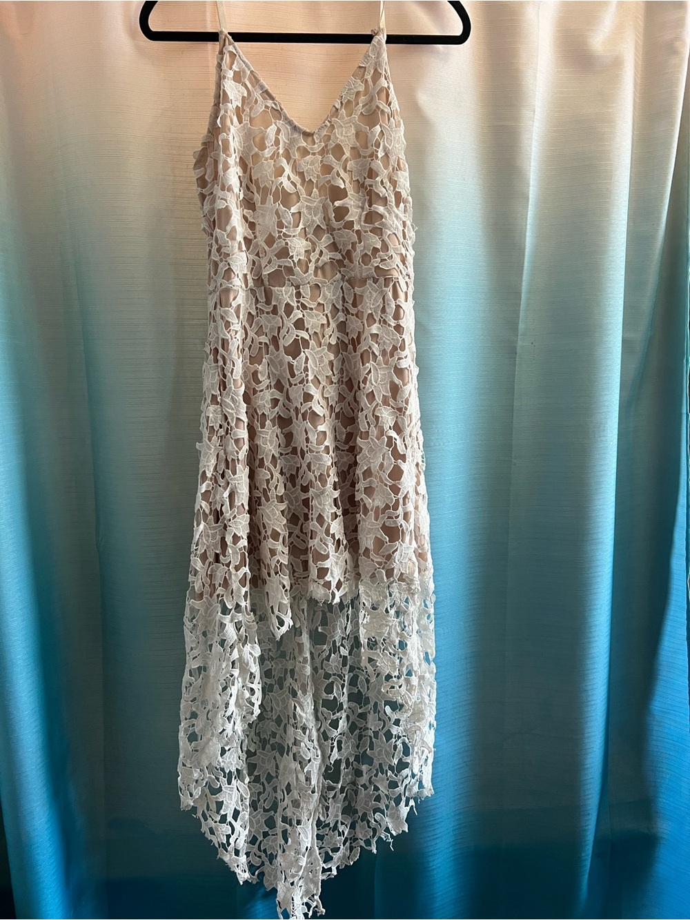 Ivory Lace High-Low Slip Dress